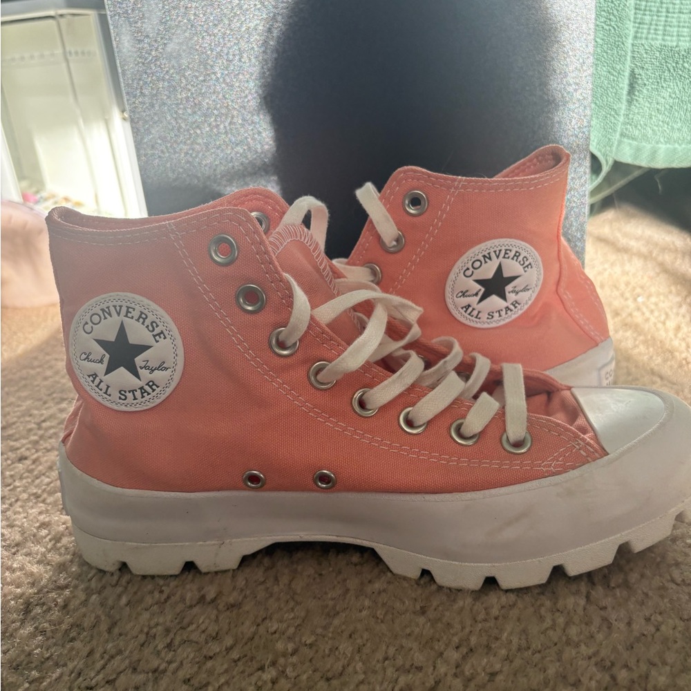 Converse All Star High Top Sneakers in Coral